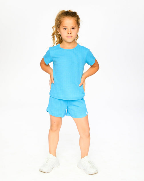 Deux par Deux Crinkle Jersey Shorts Blue 3T 3