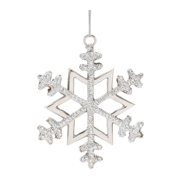 Hivvago Jeweled Metal Snowflake Ornament Silver 5