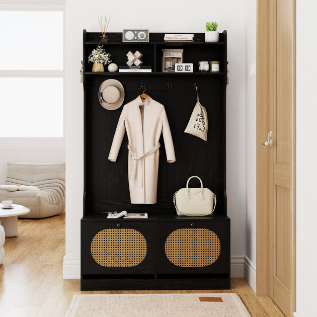 Hivvago 4-In-1 Hall Tree Black 6