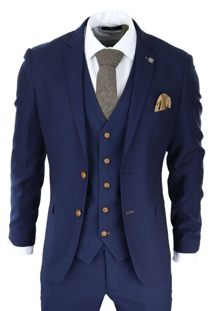 Oliver Tweed 3 Piece Suit Navy Blue US 40 Regular 2