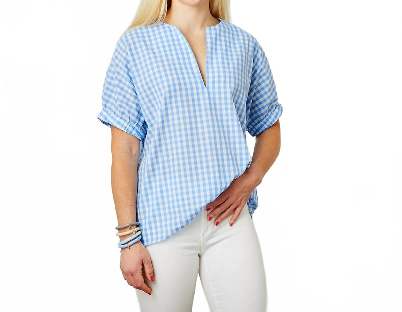 Caryn Lawn Betsy Top Blouse Blue One Size 2