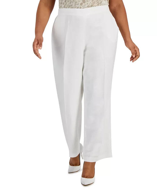 Damen Kasper Hose Weiß Leinen Stretch XXLarge 2