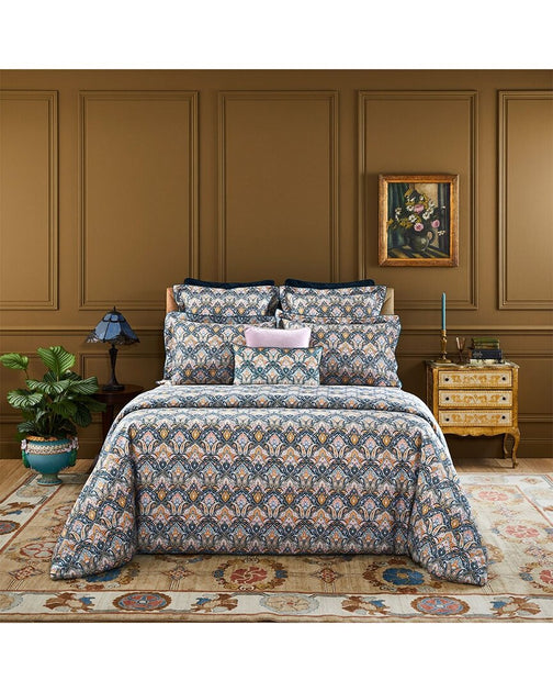 Yves Delorme Dandy Flat Sheet Blue Queen 2