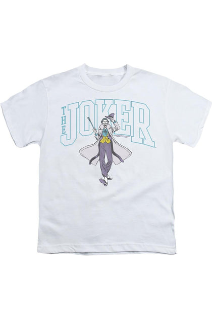 Gildan Batman Joker Varsity White Small Youth T-Shirt 2