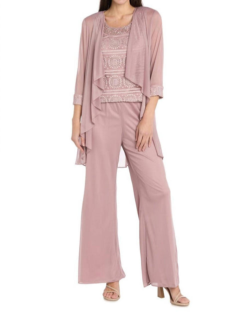 R & M Richards Embroidered Pant Suit Pink US 10 2