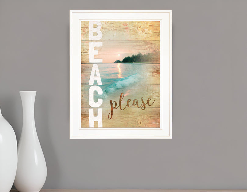 Hivvago Beach Please 1 Framed Print White 2