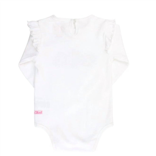 RuffleButts Henley Flutter Onesie White 6-12 Months 3