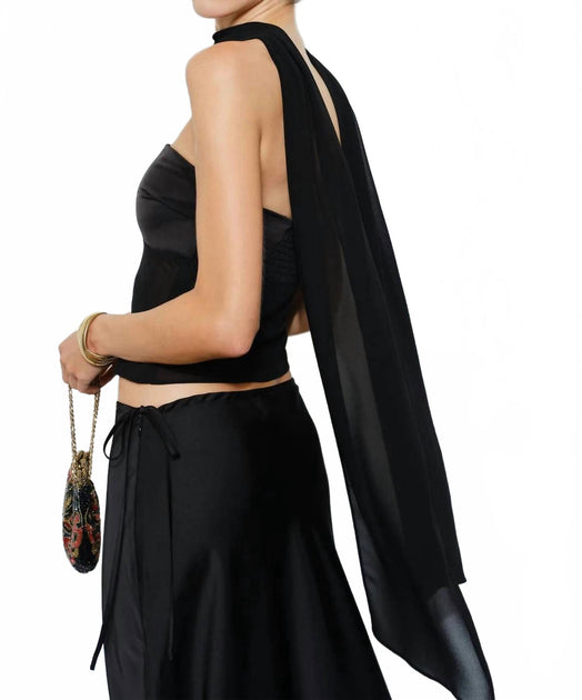 Loucia Calliope Strapless Scarf Top Black Large 4