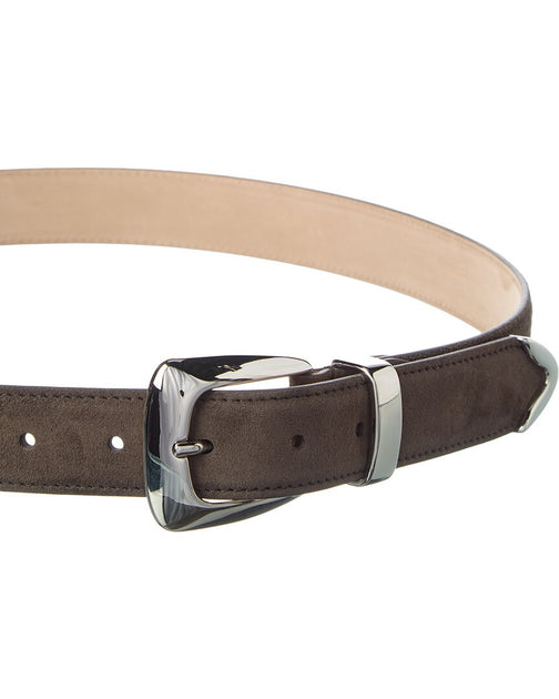 KHAITE Benny Suede Belt Black 90 cm 3