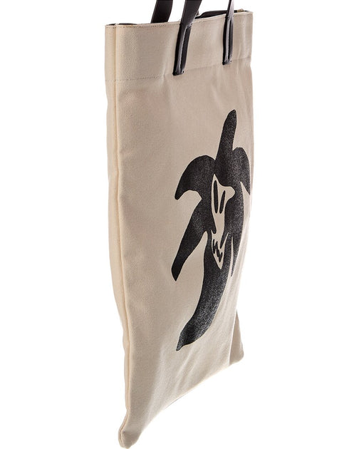 Palm Angels Hunter Canvas Leather Shopping Bag Black 4