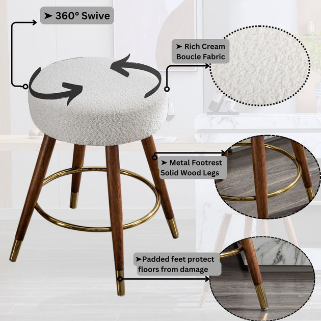 MoMo Boucle Counter Height Stool White 4
