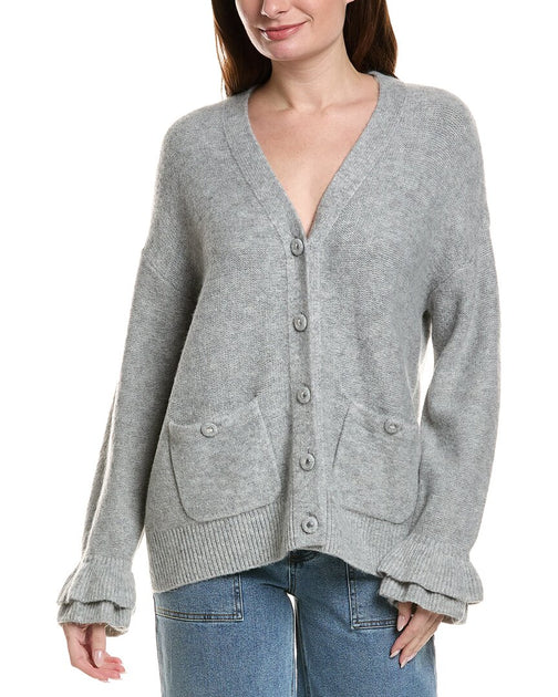 CeCe Ruffle Cuff Cardigan Grey Large 2