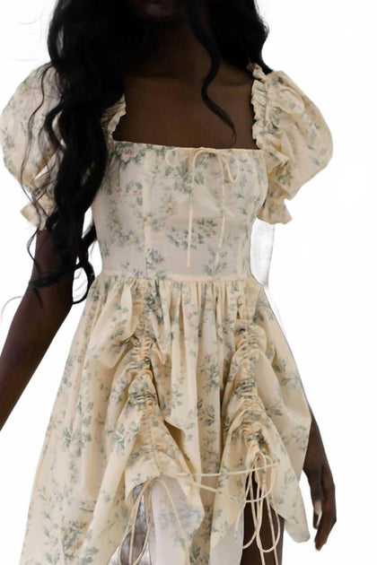 Selkie Romantic Mini Dress Beige Small 4
