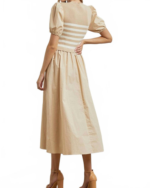 Polygram Leonora Knit Dress Beige Small 4