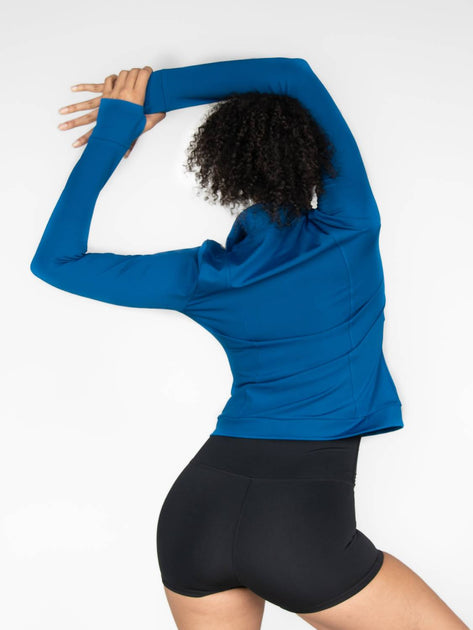 Body Wrappers Recycled Poly Contour Seam Zip Up Jacket Blue Medium 3