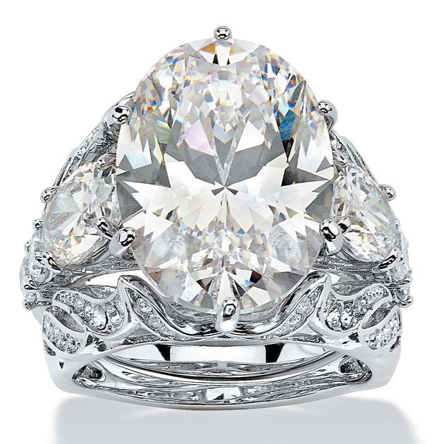 Palm 3 Piece Cubic Zirconia Bridal Ring Set White US 6 2
