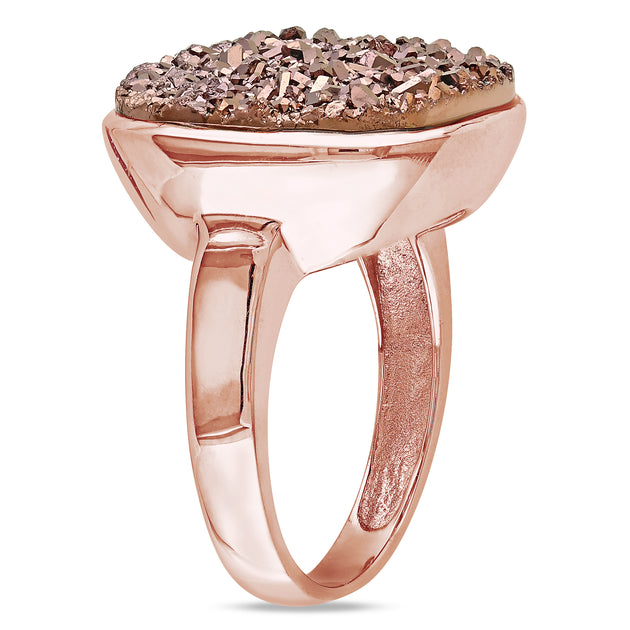 Mimi & Max Druzy Gemstone Cocktail Ring Silver Brown US 8 4