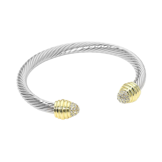 FASHNZFAB Twisted Cable Cuff Bracelet Silver 3