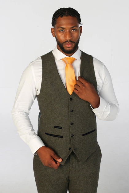 Infinity Tweed Formal Waistcoat Olive Green US 48 Regular 2