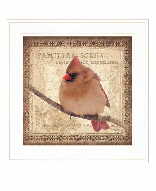 Hivvago Female Cardinal 1 Framed Print Wall Art White 3
