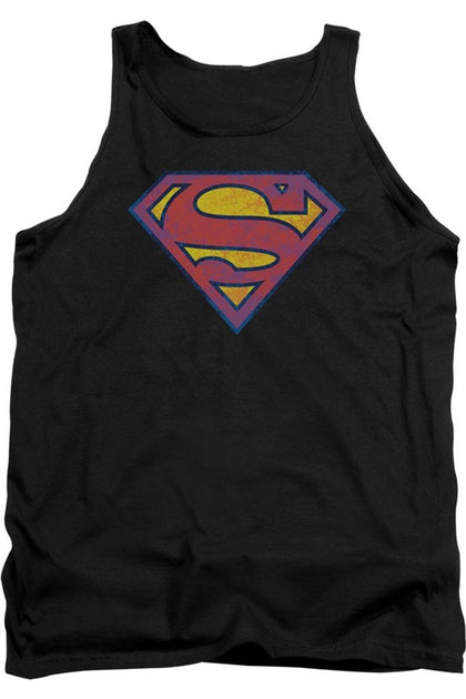 Gildan Superman Neon Distress Logo Tank Top Black Large 2