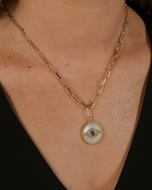 Sterling Forever Evil Eye Pendant Necklace Gold 3