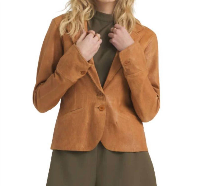 Jakett Amelia Blazer en Cuir Marron Large 3
