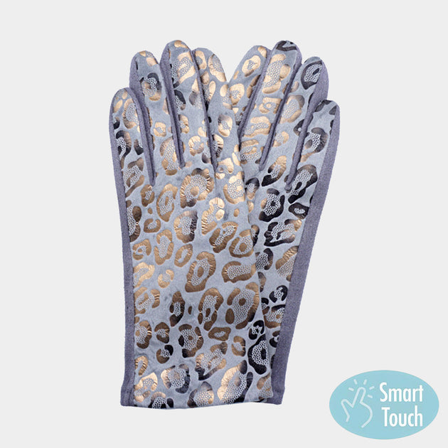 FASHNZFAB Smart-Touch-Handschuhe mit Leopardenmuster 2