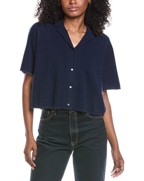 SIMKHAI Alma Cashmere Shirt Blue Large 2