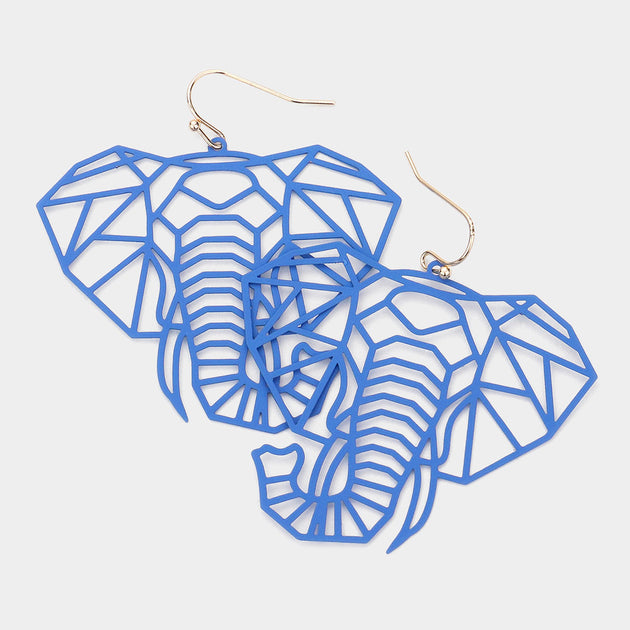 FASHNZFAB Elephant Dangle Earrings Blue 2