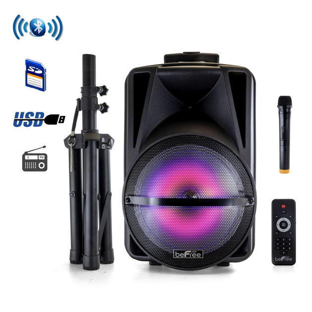 beFree Sound 12 Inch Portable PA Speaker Black 2