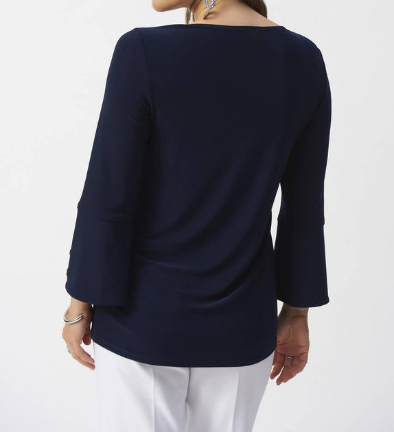 Joseph Ribkoff Eyelet Flared Top Blue US 6 3