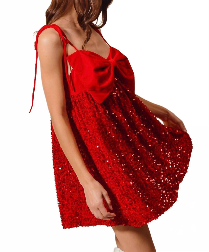 red glitter dress short Vicky Velvet Sequin Babydoll Holiday Mini In Short Sleeve Tweed Crew or any event where Material:Rayon meta30-39