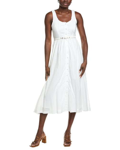 Maison Tara Ärmelloses Midi-Kleid aus Voile Weiß US 16 2