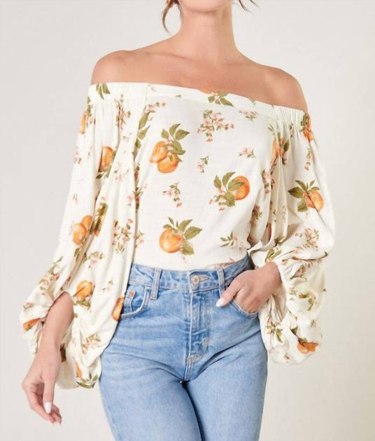 SUGARLIPS Blossom Off The Shoulder Top Beige Small 3