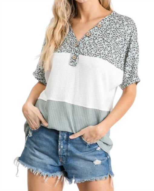7th Ray Color Block Top Green Small 2
