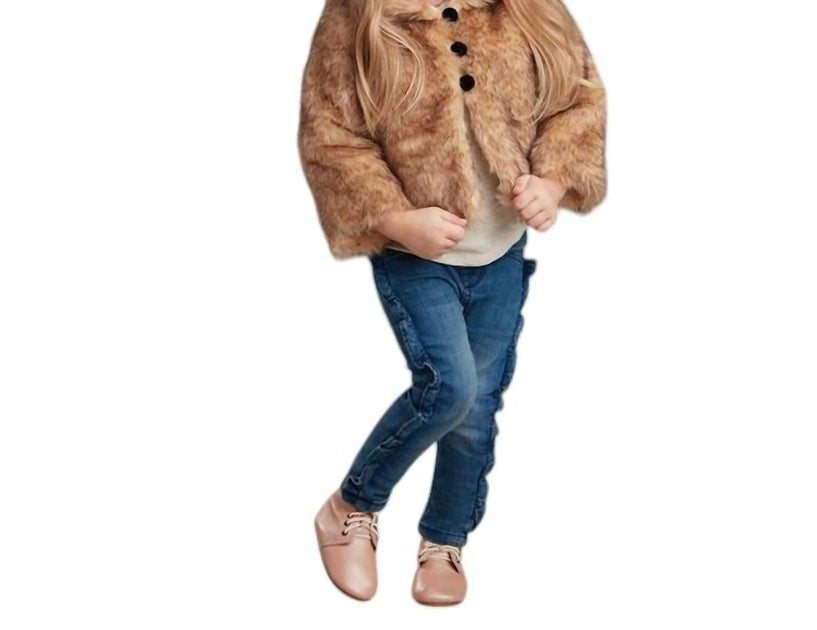 Mudpie Girls Faux Fur Jacket Brown Medium 2