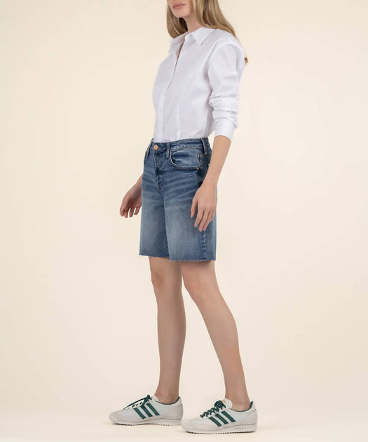 KUT FROM THE KLOTH Hailey High Rise Bermuda Shorts Blue US 4 3