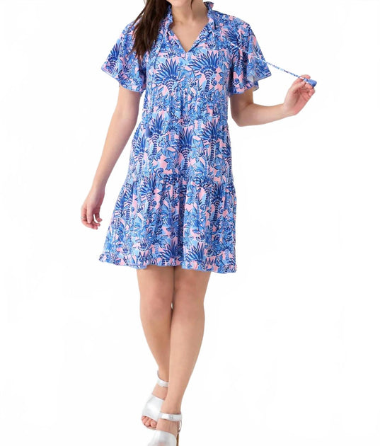 Cabana Life Short Sleeve Tiered Dress Multi Large 2