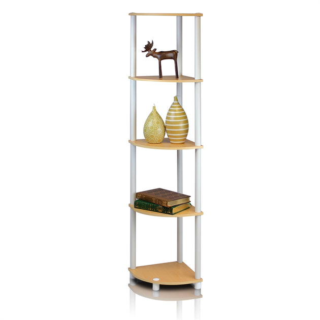 Furinno Turn-N-Tube 5 Tier Shelving Unit Beech White 2