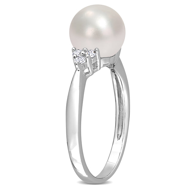 Mimi & Max Pearl Diamond Ring Silver US 11 4