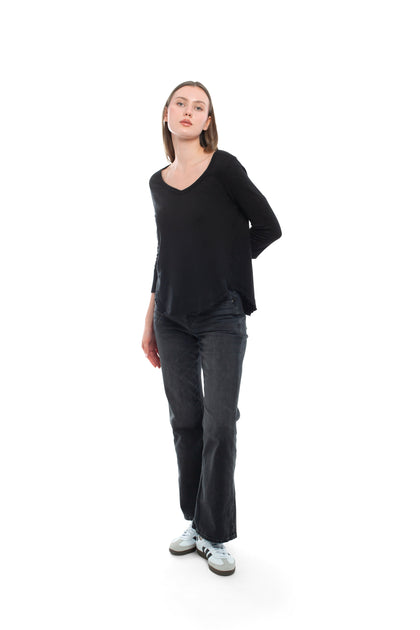 WILT 3/4 Sleeve V-Neck Shirttail Tee Multi Small 4
