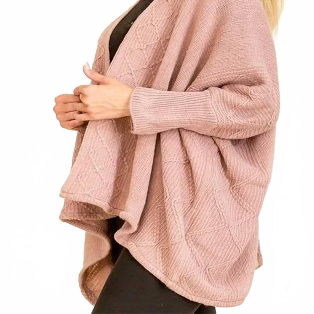 Funteze Slouchy Knitted Cardigan Pink One Size 3