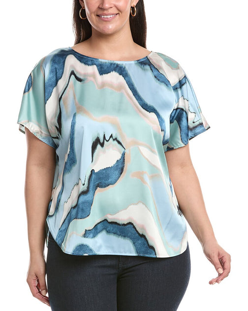 Anne Klein Plus Bateau Neck Top Multicolor XXXLarge 2