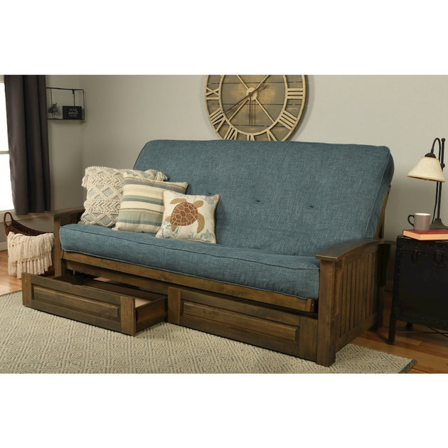 Canapé Lit Futon Kodiak Washington Rustic Walnut Linen Aqua 3
