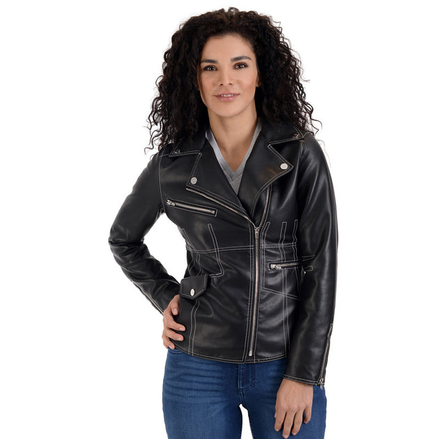 Nine West Women's Biker Jacket Black Large 2