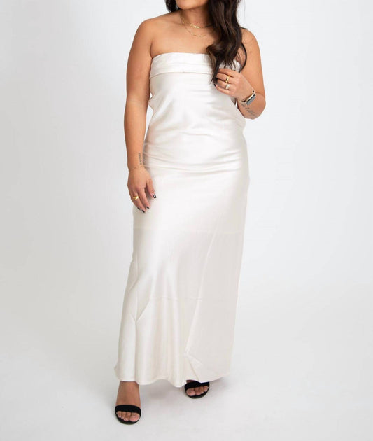 In The Beginning Strapless Open Back Maxi Dress White Small 2