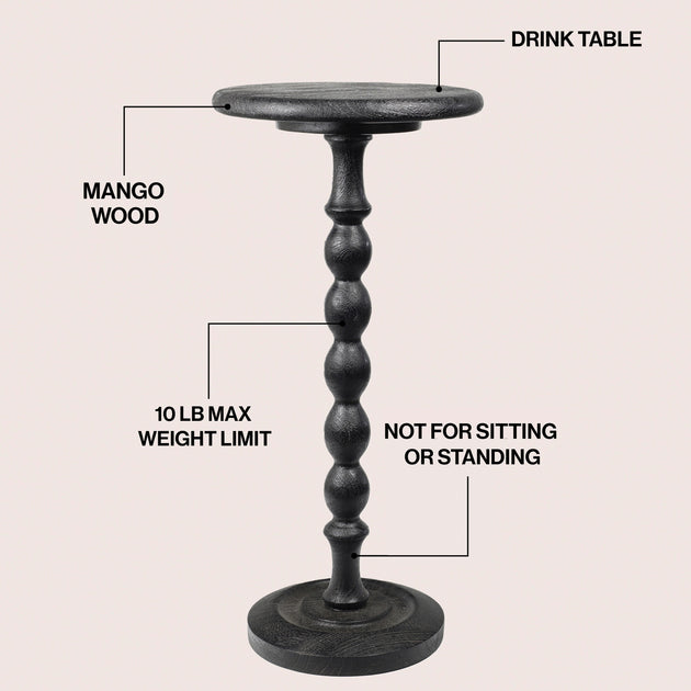 Jonathan Y Augustus 24.5in Pedestal Round Table Black 3