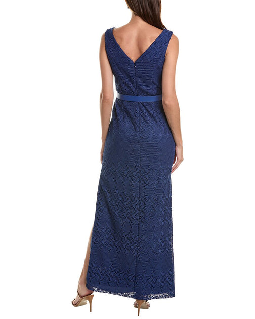 Kay Unger Hendrix Lace Column Gown Blue US 2 3