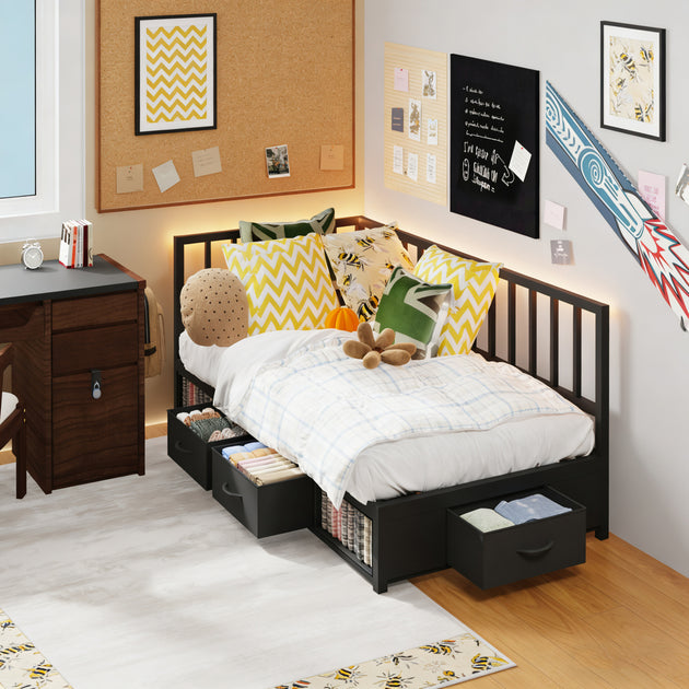 Streamdale Corner Bed Frame Twin Daybed Black 2